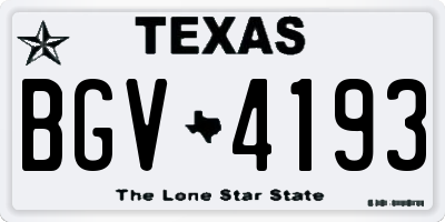 TX license plate BGV4193