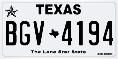 TX license plate BGV4194