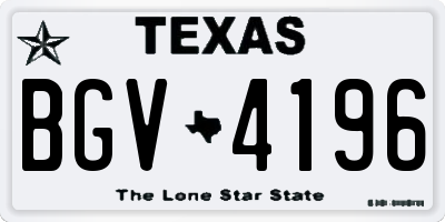 TX license plate BGV4196
