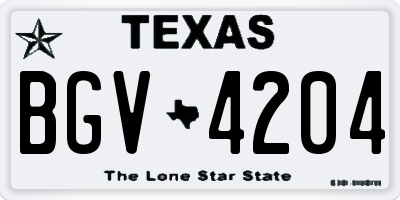 TX license plate BGV4204