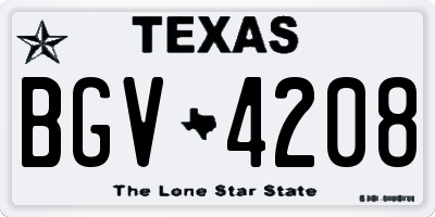 TX license plate BGV4208