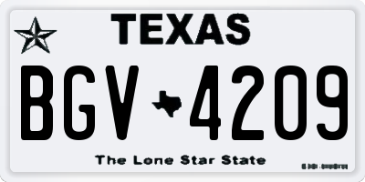 TX license plate BGV4209