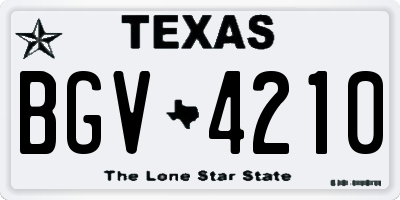 TX license plate BGV4210