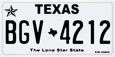 TX license plate BGV4212