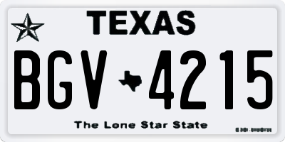 TX license plate BGV4215