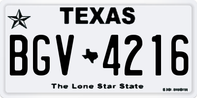 TX license plate BGV4216