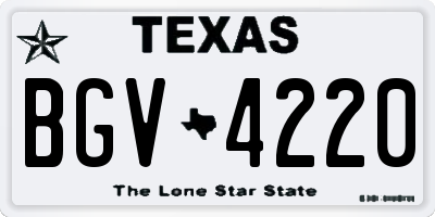 TX license plate BGV4220