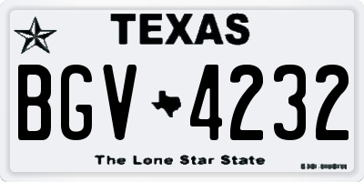 TX license plate BGV4232