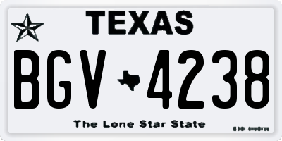 TX license plate BGV4238