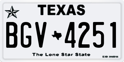 TX license plate BGV4251