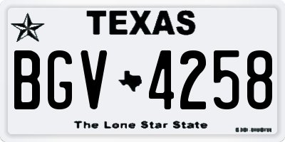 TX license plate BGV4258