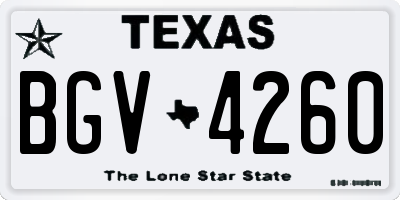 TX license plate BGV4260