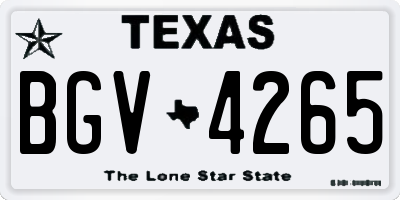TX license plate BGV4265