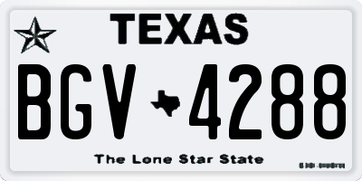 TX license plate BGV4288