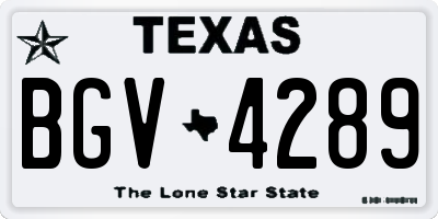 TX license plate BGV4289