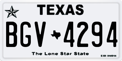 TX license plate BGV4294