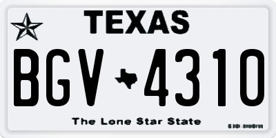 TX license plate BGV4310