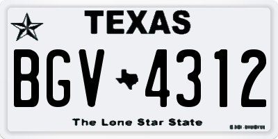 TX license plate BGV4312