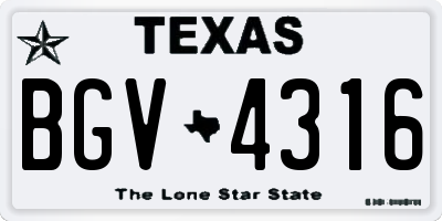 TX license plate BGV4316