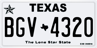 TX license plate BGV4320