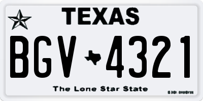 TX license plate BGV4321