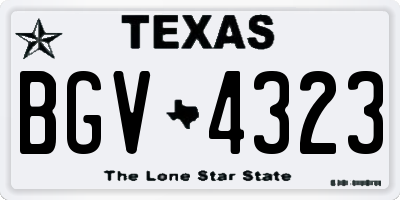 TX license plate BGV4323