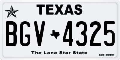 TX license plate BGV4325