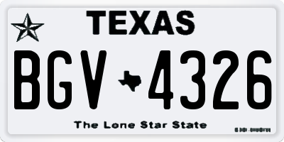TX license plate BGV4326