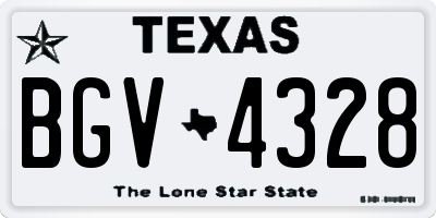 TX license plate BGV4328