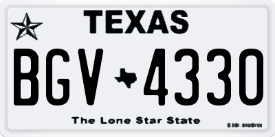 TX license plate BGV4330