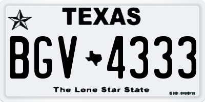 TX license plate BGV4333