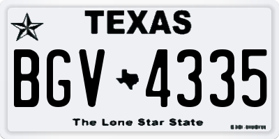 TX license plate BGV4335