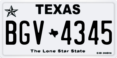 TX license plate BGV4345