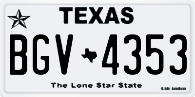 TX license plate BGV4353