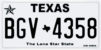 TX license plate BGV4358