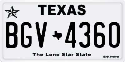 TX license plate BGV4360