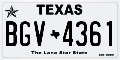 TX license plate BGV4361