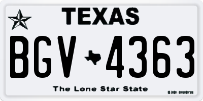 TX license plate BGV4363