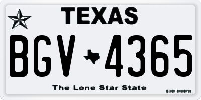 TX license plate BGV4365