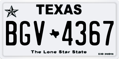 TX license plate BGV4367