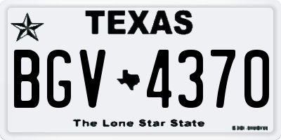 TX license plate BGV4370