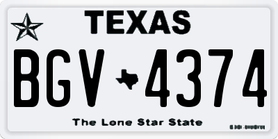 TX license plate BGV4374
