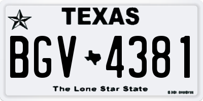 TX license plate BGV4381