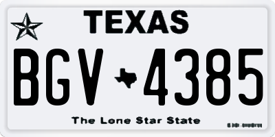 TX license plate BGV4385