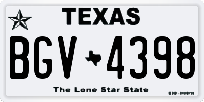 TX license plate BGV4398