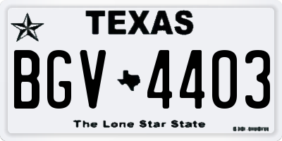TX license plate BGV4403