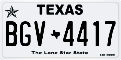 TX license plate BGV4417