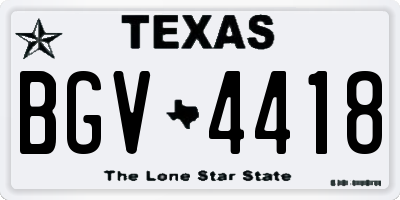 TX license plate BGV4418