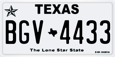 TX license plate BGV4433