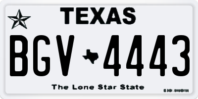 TX license plate BGV4443